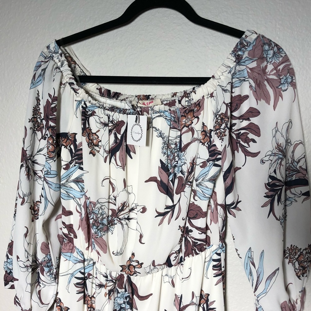 White Maxi Floral Dress NWT